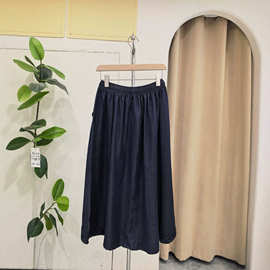 牛仔半身裙松紧腰半身裙Women's Elastic Waist Midi Skirt现货