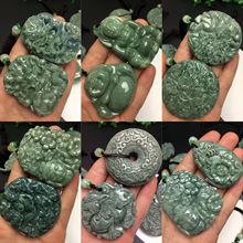 俄料翡翠豆青种a货龙观音弥勒佛玉石吊坠挂件玉器工艺品厂家批发