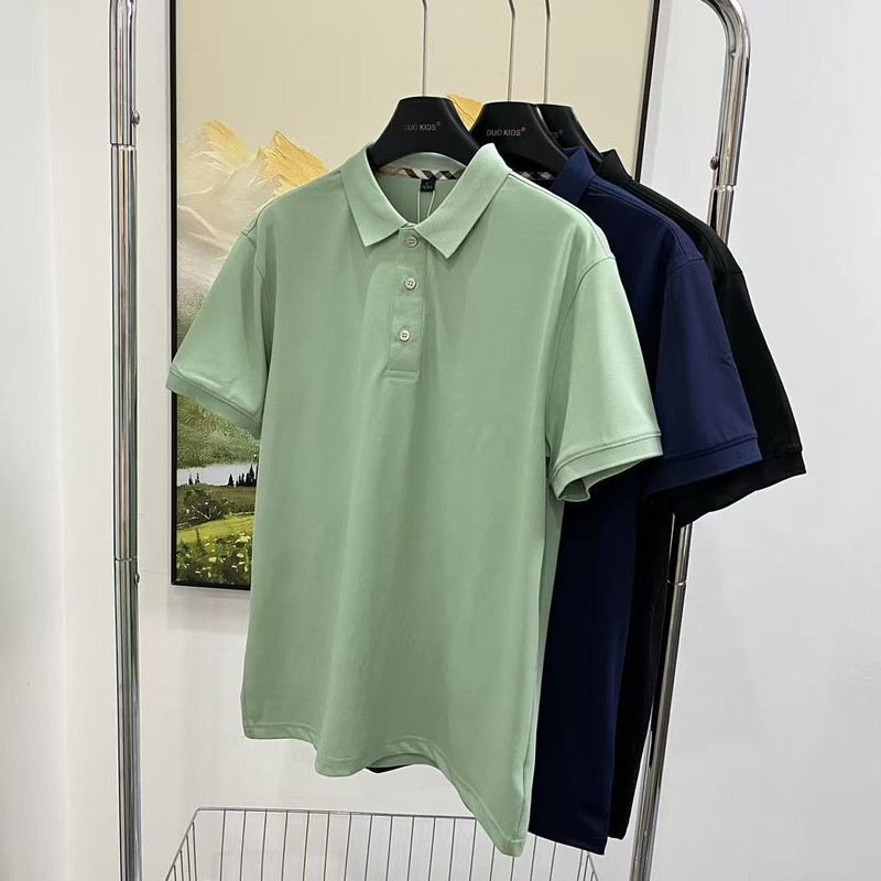 Men's Summer Polo Shirt with Small Logo Print, Quick-Dry Cotton Business Short-Sleeve T-Shirt, Dropshipping Available