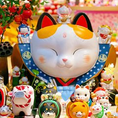 Lemiao Japanese-style pharmacist kiln painted ceramic cat piggy bank ornament lucky cat