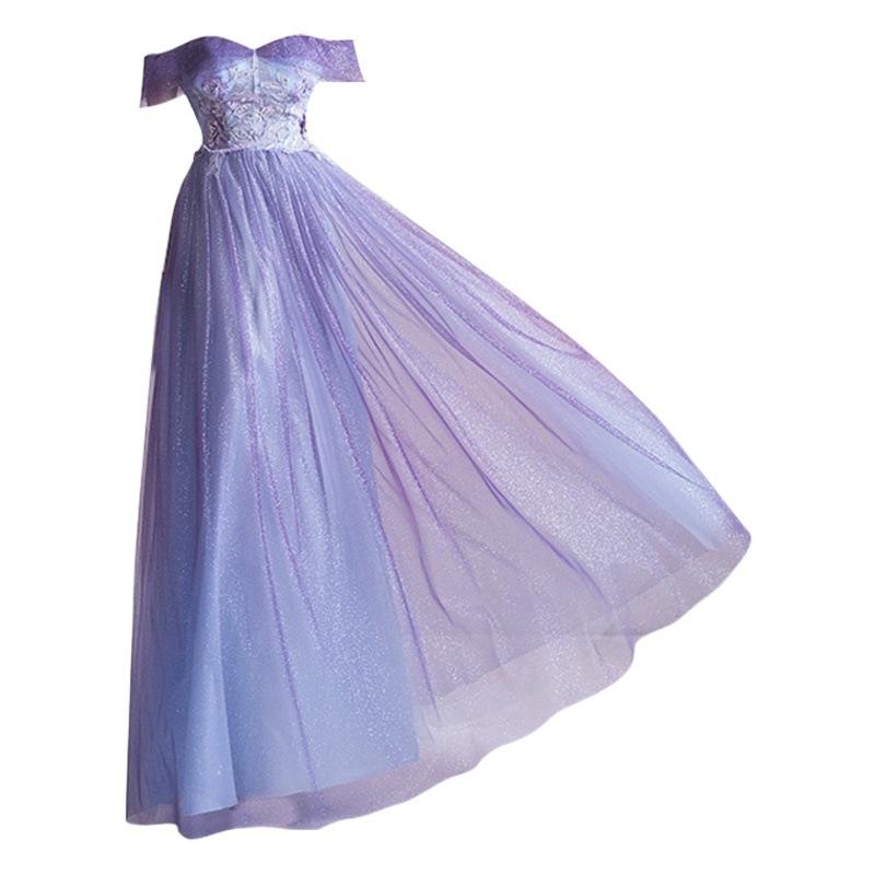 Suministro directo de fábrica púrpura nupcial boda tostada vestido 2024 nueva cena anual vestido de boda vestido de anfitrión