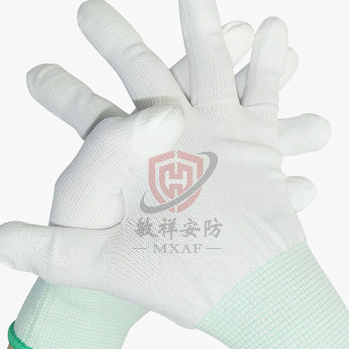 Thin PU coated finger gloves nylon white labor protection anti-slip wear-resistant women's and men's anti-static work belt glue dipping glue coating