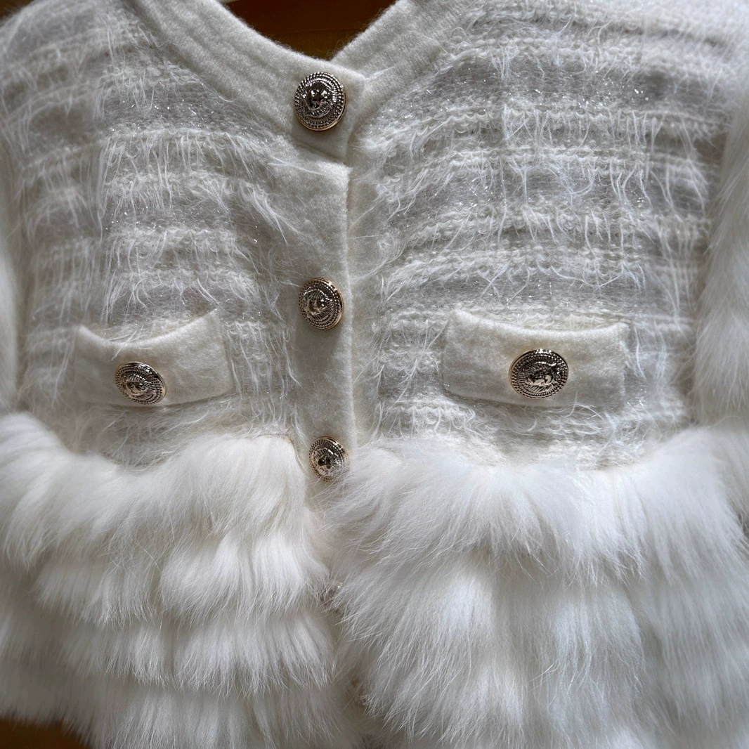 Cardigan with a round collar, short sweater, jacket