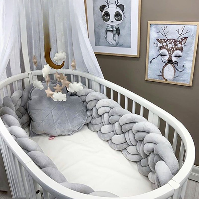 Bed Fence Baby Soft Bag 8m Long Crib Anti-Collision Strips Breathable Universal Baby Wrap for All Seasons Light Gray