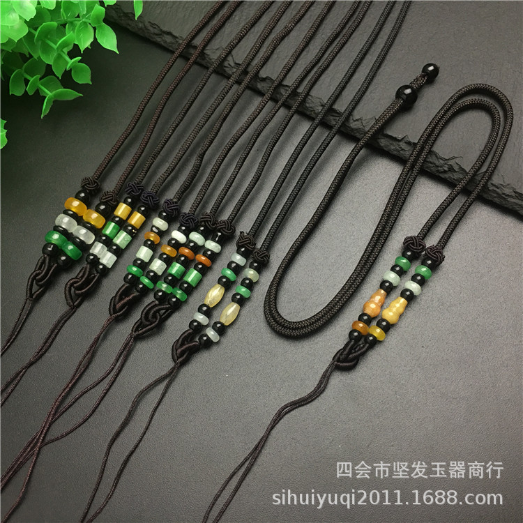 工艺编织珠宝翡翠葫芦算盘珠毛衣链吊坠项链配绳玉坠挂绳厂家直销