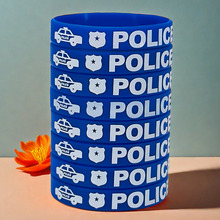 批发印刷卡通图案POLICE小汽车手腕带男女儿童派对活动硅胶手环