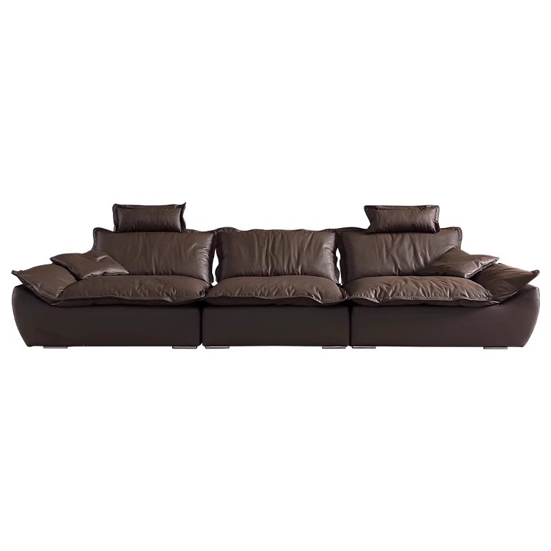 Sofá de cuero de vela antiguo con respaldo ajustable minimalista italiano muebles de sala de estar plumón recta combinación de arte de cuero image 6