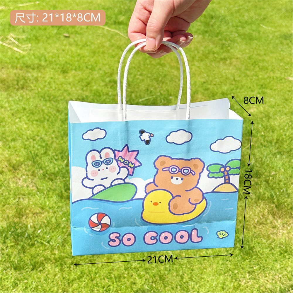 Lindo ins simple de dibujos animados de estilo coreano bolsa de papel blanco bolsa de compras Portátil Bolsa de embalaje bolsa de regalo bolsa de almacenamiento