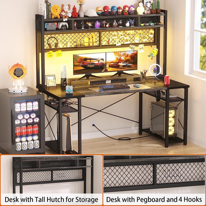 Cross-border Steel-wood Structure E-sports Table Multi-functional Computer Table with Mesh Computer Table Storage Learning Table
