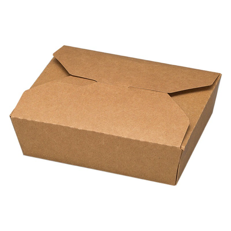 Одноразовая упаковочная коробка из крафт-бумаги, бытовая коммерческая коробка для завтрака на вынос, биоразлагаемая пищевая коробка для салата, легкая закуска, простая еда