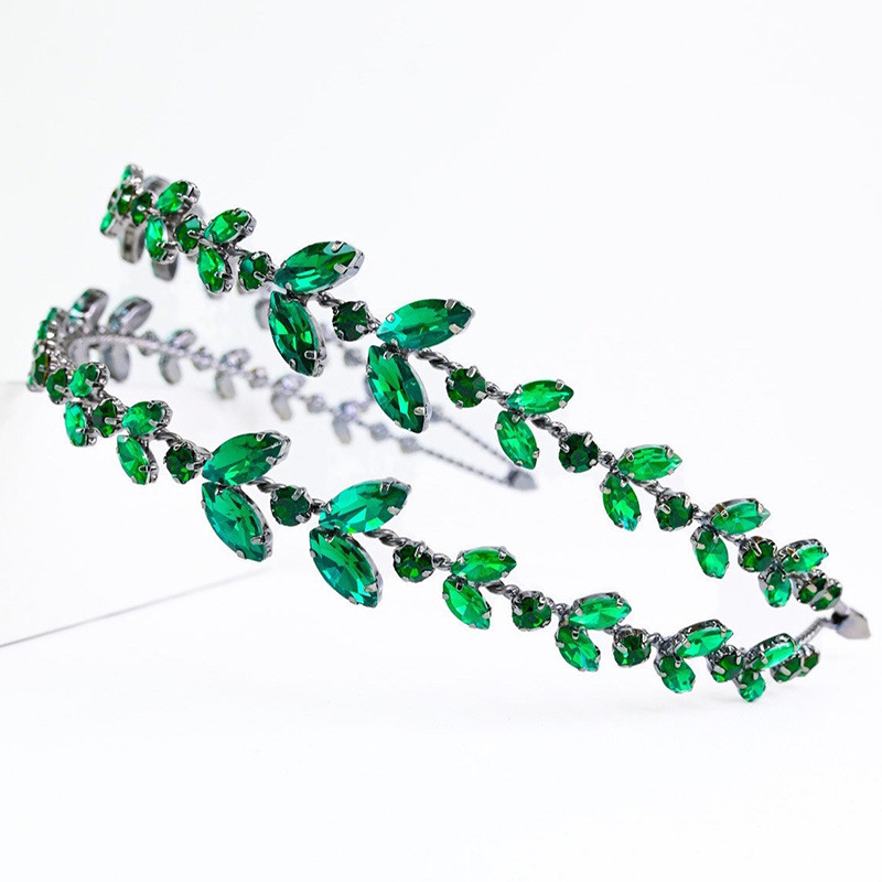 Moda europea y americana rhinestone diadema personalidad lujo doble hoja nupcial temperamento tocado diadema femenina