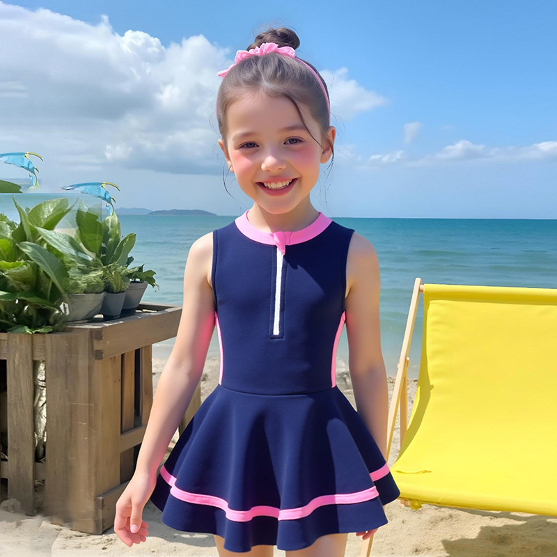 Traje de baño para niñas, traje de baño para niñas pequeñas, vestido de princesa de una pieza para niños pequeños y medianos, bebé niña, 145 g, estilo falda de secado rápido para niñas.