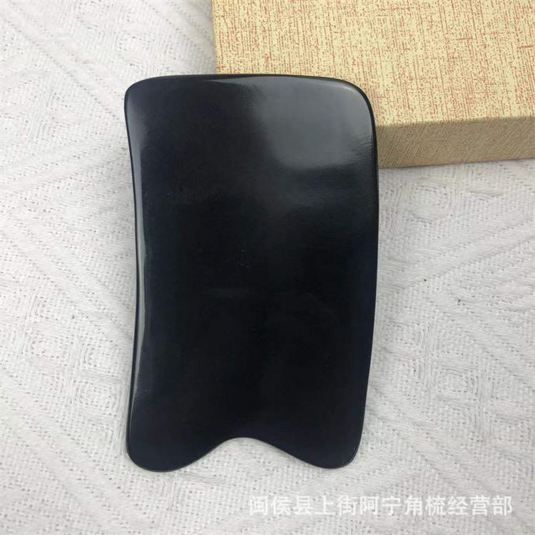 Buffalo Horn Gua Sha Scraping Board Square Plate for Face Back Body with Guasha Comb Tool overview