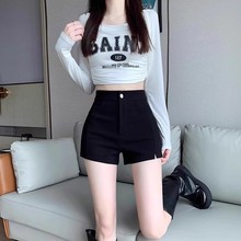 黑色辣妹性感包臀裤热裤短裤休闲裤女夏季美式高腰弹力紧身超短裤
