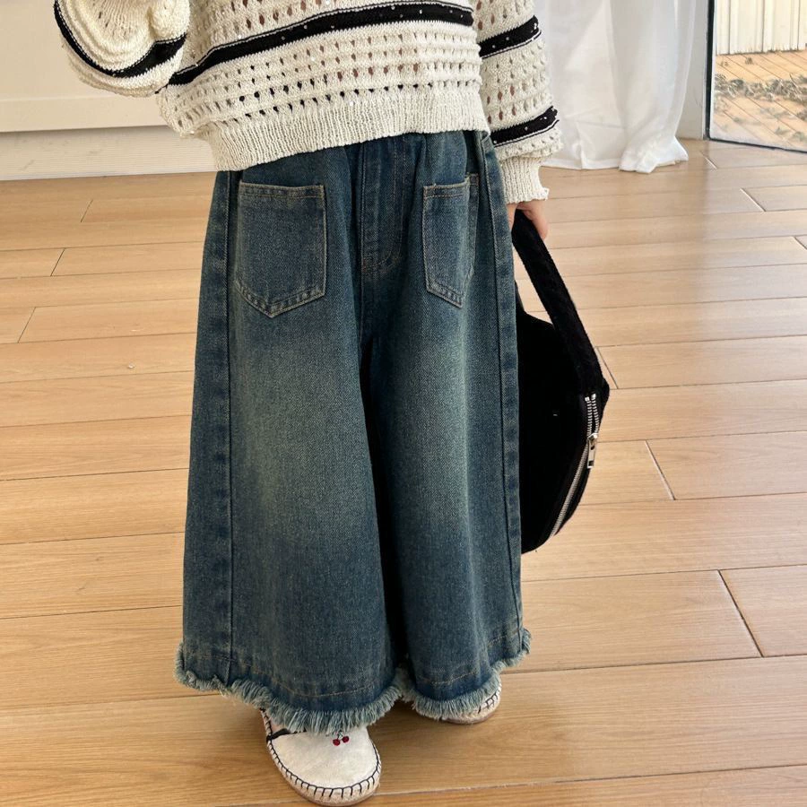 Autumn children's jeans, trousers, children's clothing, western style, Korean style, internet celebrity, loose fit
