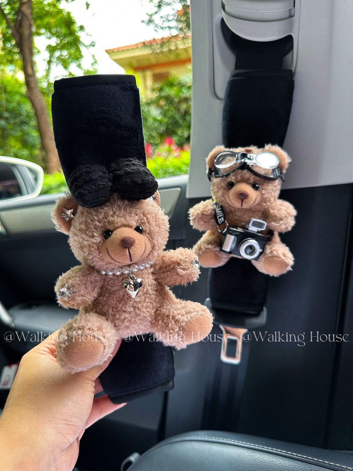 Car Seatbelt Decorative Shoulder Pads, Cute and High-End, Maillard Bear Plush Car Interior Decoration Gift
