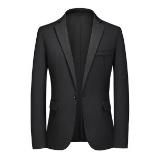 2022 spring new pure color one button suit jacket youth Korean slim top plus size casual men's suit