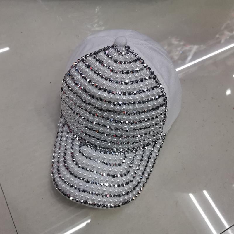 Gorra de béisbol con diamantes de imitación para mujer, estilo coreano de primavera y otoño, moda urbana, versátil, sombrero para el sol, perla de lujo ligero