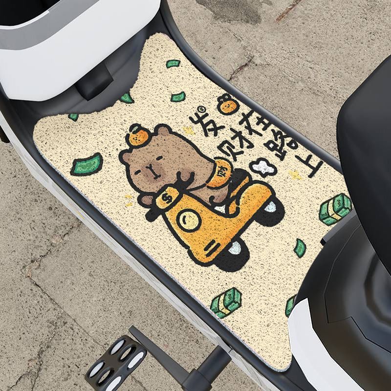 Electric Vehicle Pedal Mat, Universal Model Wire Ring Foot Mat, Freely Cutable Anti-Slip Mat, Cartoon Cute Pedal Mat