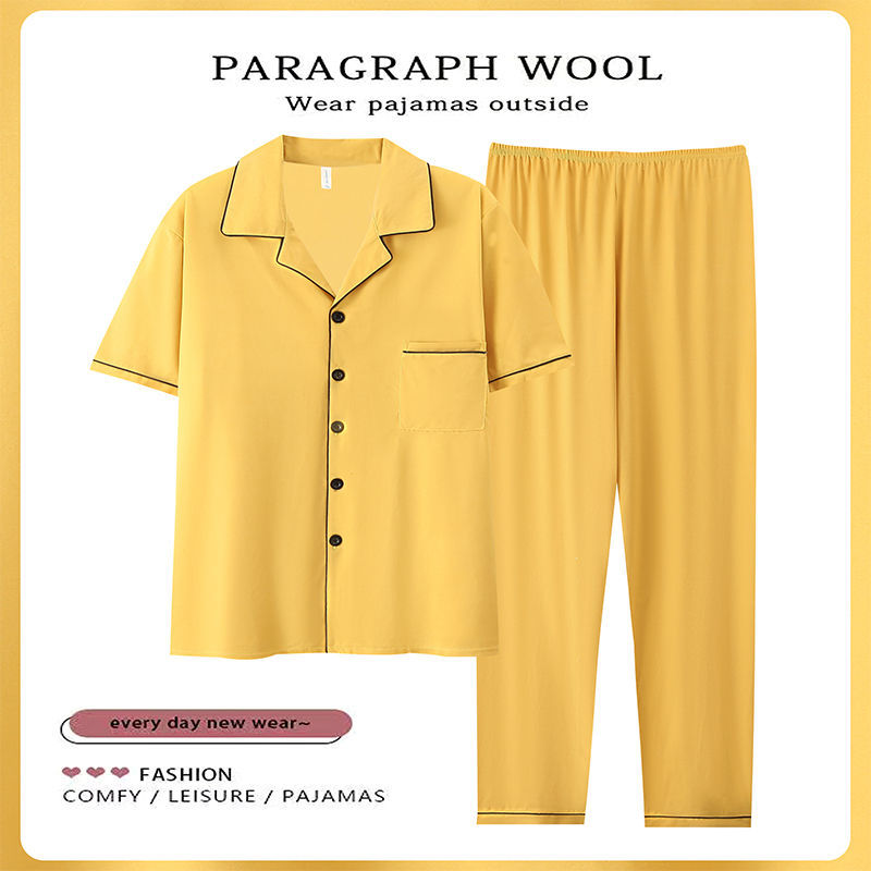 100% algodón pijamas de los hombres de verano Pantalones de manga corta de algodón de verano delgada ropa de abrigo suelta homewear traje