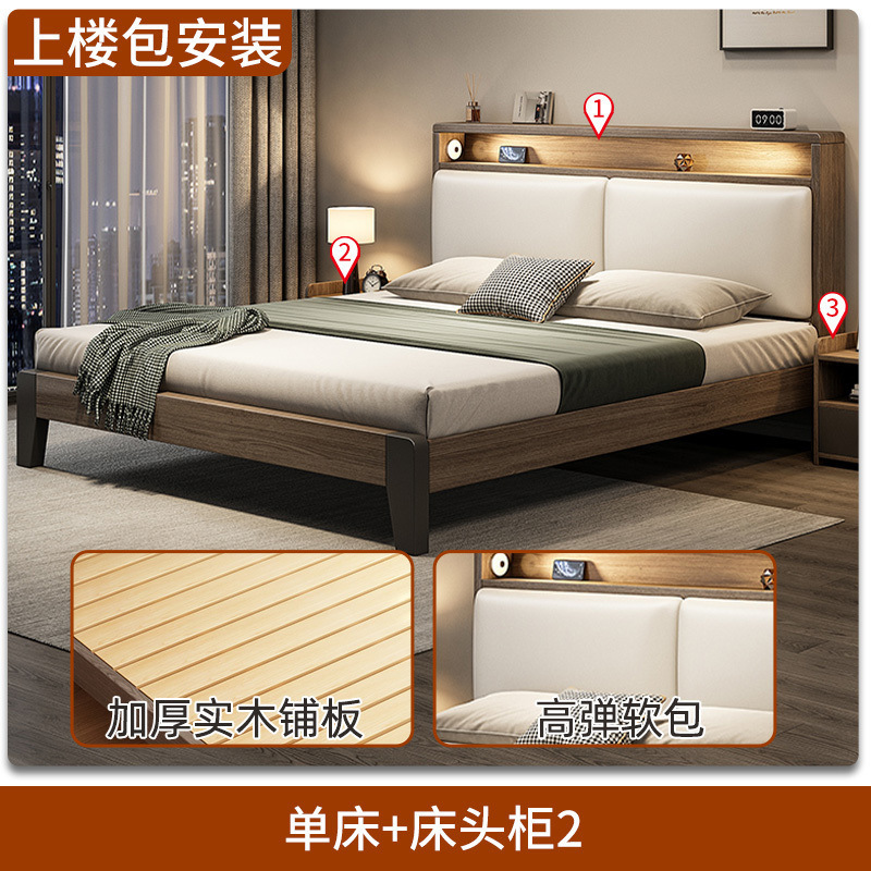 实木床1.8x2米双人床1.5米家用小户型出租房民宿1.2m单人床架|undefined