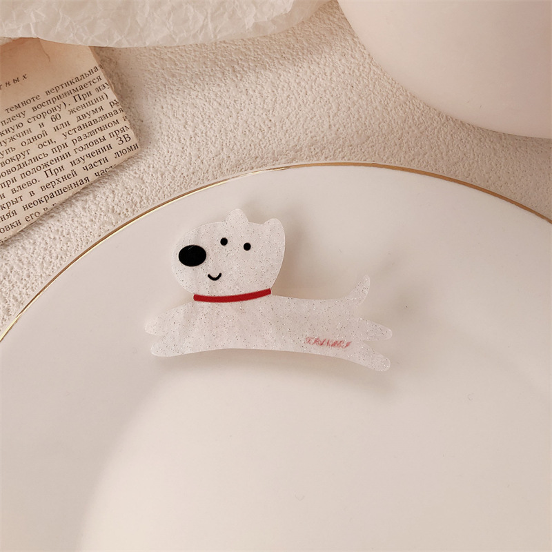 Diversión adolescente dulce acrílico perrito clip de cabello de dibujos animados lateral clip de bang clip de cabello adorable clip de boca de pato tocado