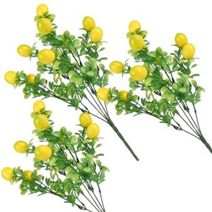 《Temu Hot Selling Cross-Border 7-Prong Lemon Fruit Plant Summer Lemon Home Decoration