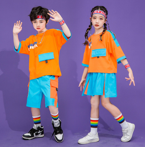 Boys girls kids children street costumes cheerleadings hip-hop jazz dance outfits kindergarten rugby football games costumes