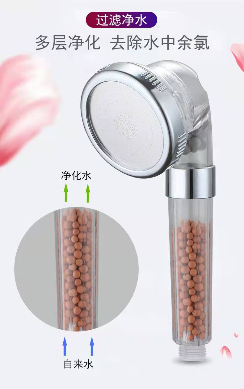 Pressurized shower head, negative ion three-speed detachable, hand-held bath, shower head stand set wholesale Item Picture