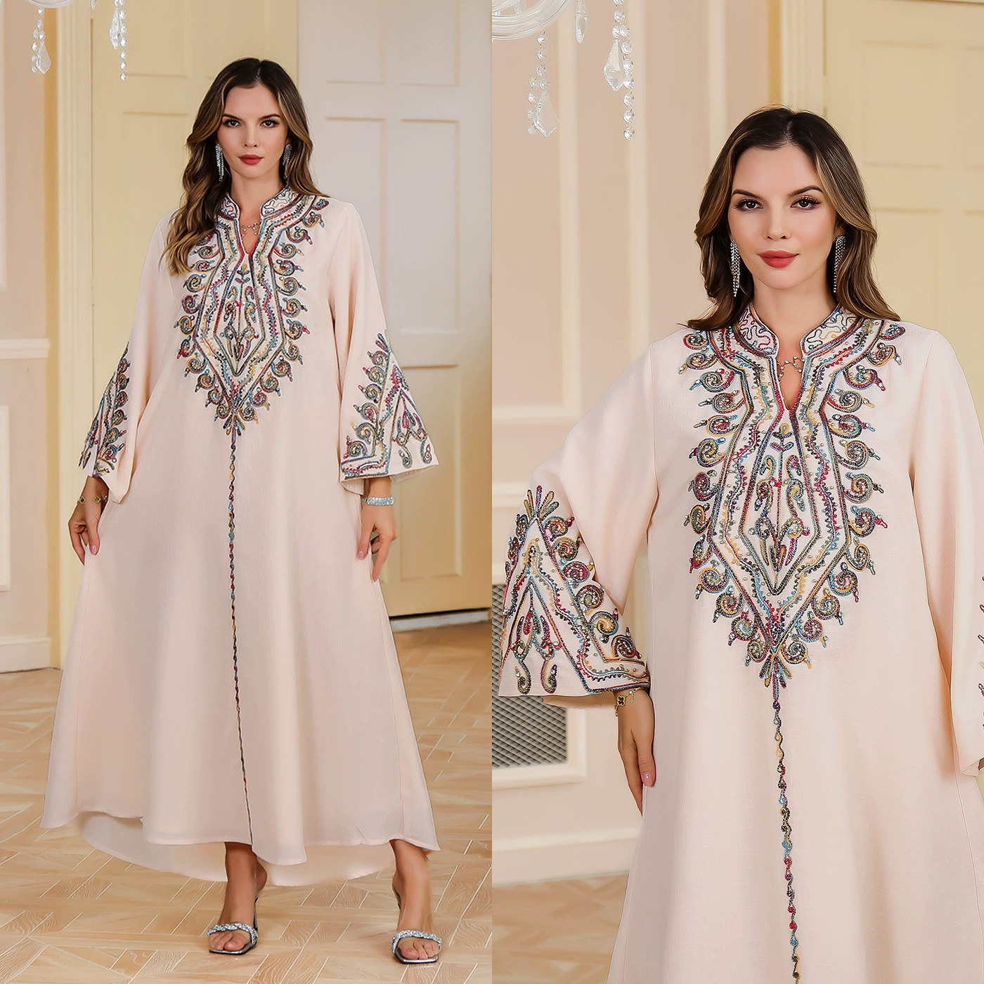 Dubai Middle Eastern robe women's clothing abaya clothing women arab ladies robe musilin embroidered dress