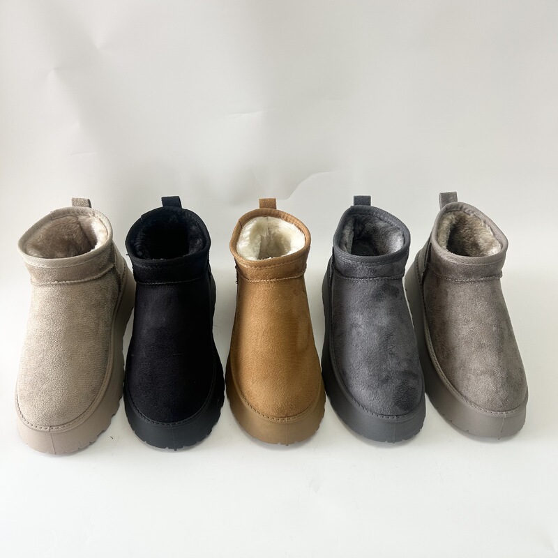 [工場カスタマイズ] 女性用厚底スノーブーツ、ショートチューブ、クラシックライトバージョン、厚みのあるスエード、暖かさを高める綿靴|undefined