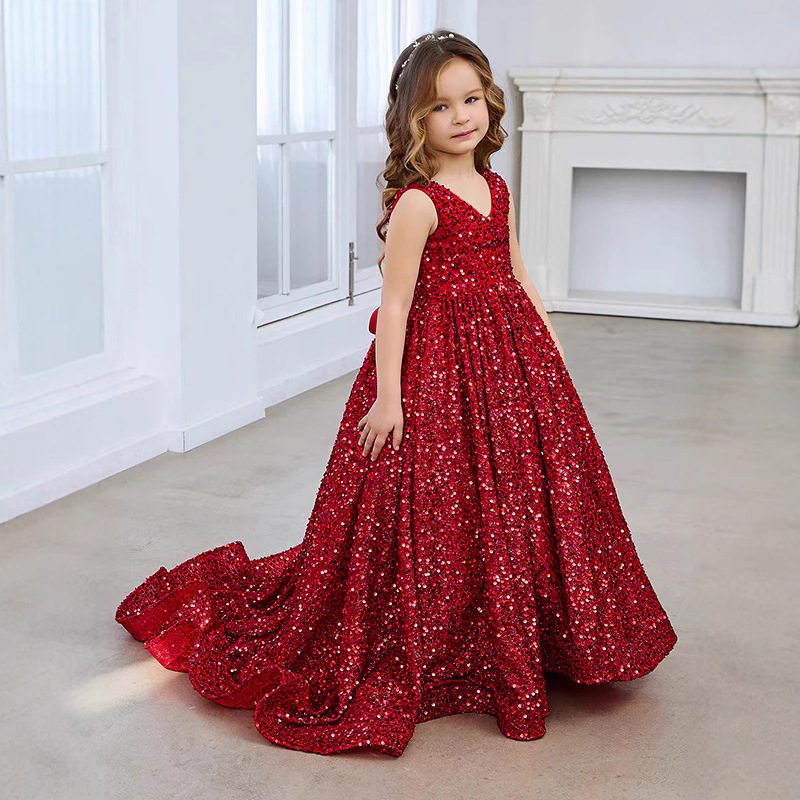 2025 nuevo comercio exterior Europa y Estados Unidos vestido de sequillas transfronterizas de niños otoño y invierno Navidad Halloween espectáculo de chicas trapeadoras