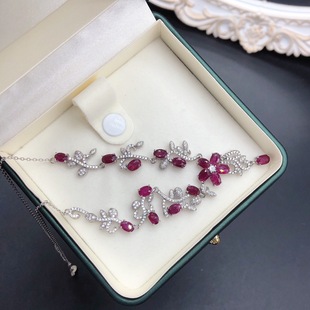 Factory wholesale explosions natural ruby necklace S925 silver inlaid with the main stone 4*6 selling Europe and the United States a generation of hair