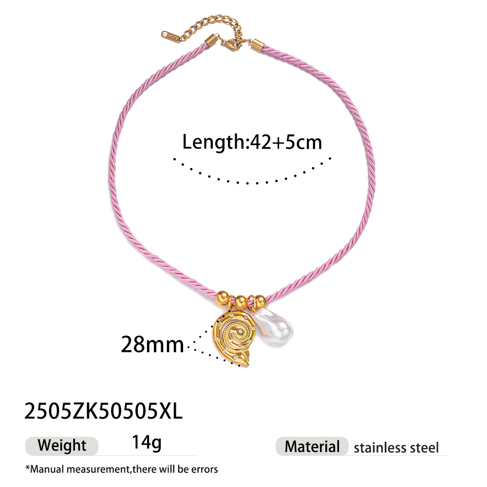 Tena collar de acero inoxidable europeo y americano simple y avanzado elemento marino concha color cuerda colgante collar joyería image 12