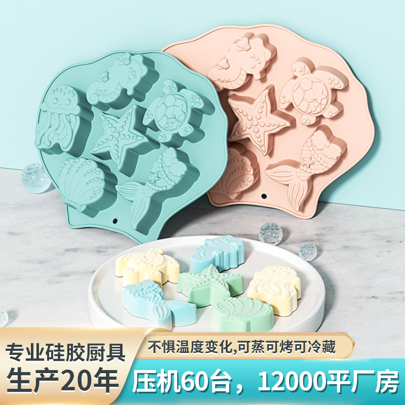 Cross-border Mermaid Pentagram Silicone Mold High Temperature Resistant Food Grade Silicone Kitchen Cake Mold Baking Tool