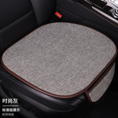 2026 Factory Direct Sales New Model All-Season Linen Cotton Car Seat Cushion Universal Car Seat Cover (Seat cushion, seat cover) - stylish-grey-front-row-single-seat