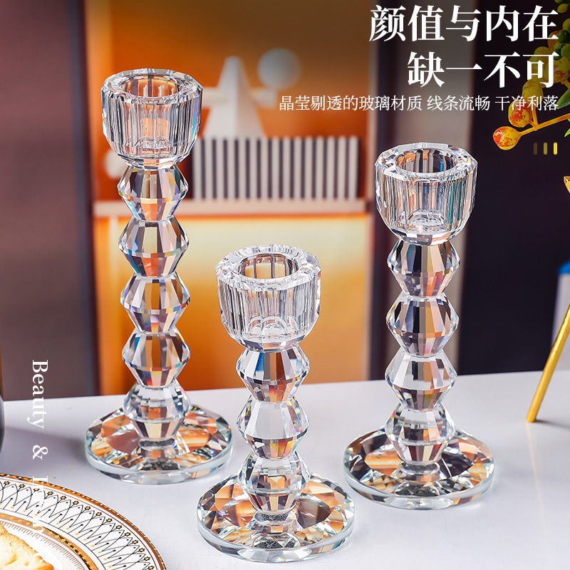 跨境欧式水晶烛台浪漫烛台晚餐装饰蜡烛台婚庆拍摄道具摆件香薰台