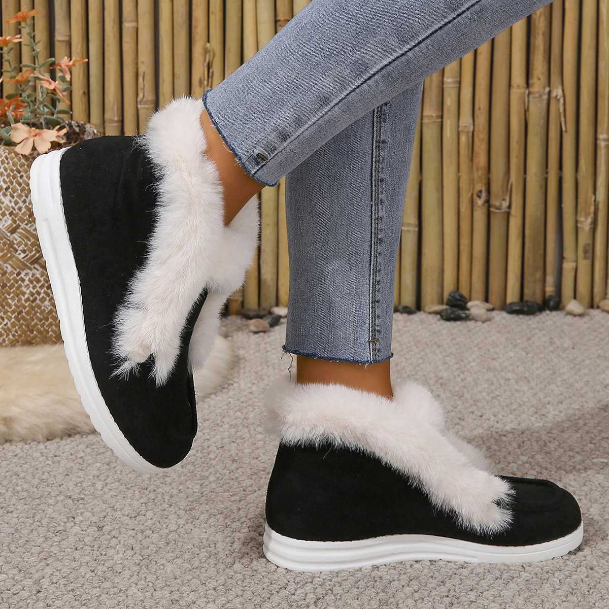 Plus-size color thick soles with fleece and thick fur suede snow boots for women to keep warm_voghion.com