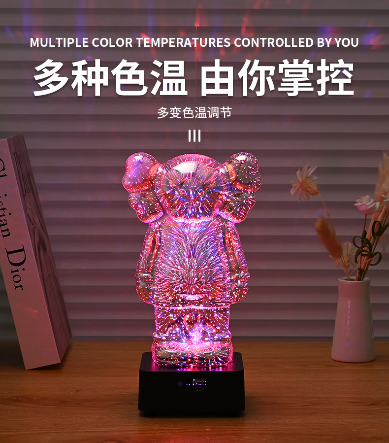 Fuegos artificiales de bricolaje Mickey Mouse creativo colorido luminoso atmósfera proyección decoración del hogar efecto tridimensional oso TikTok mismo estilo