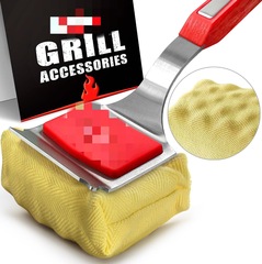 亚马逊热销不锈钢烧烤工具 长手柄式BBQ烧烤清洁刷跨境