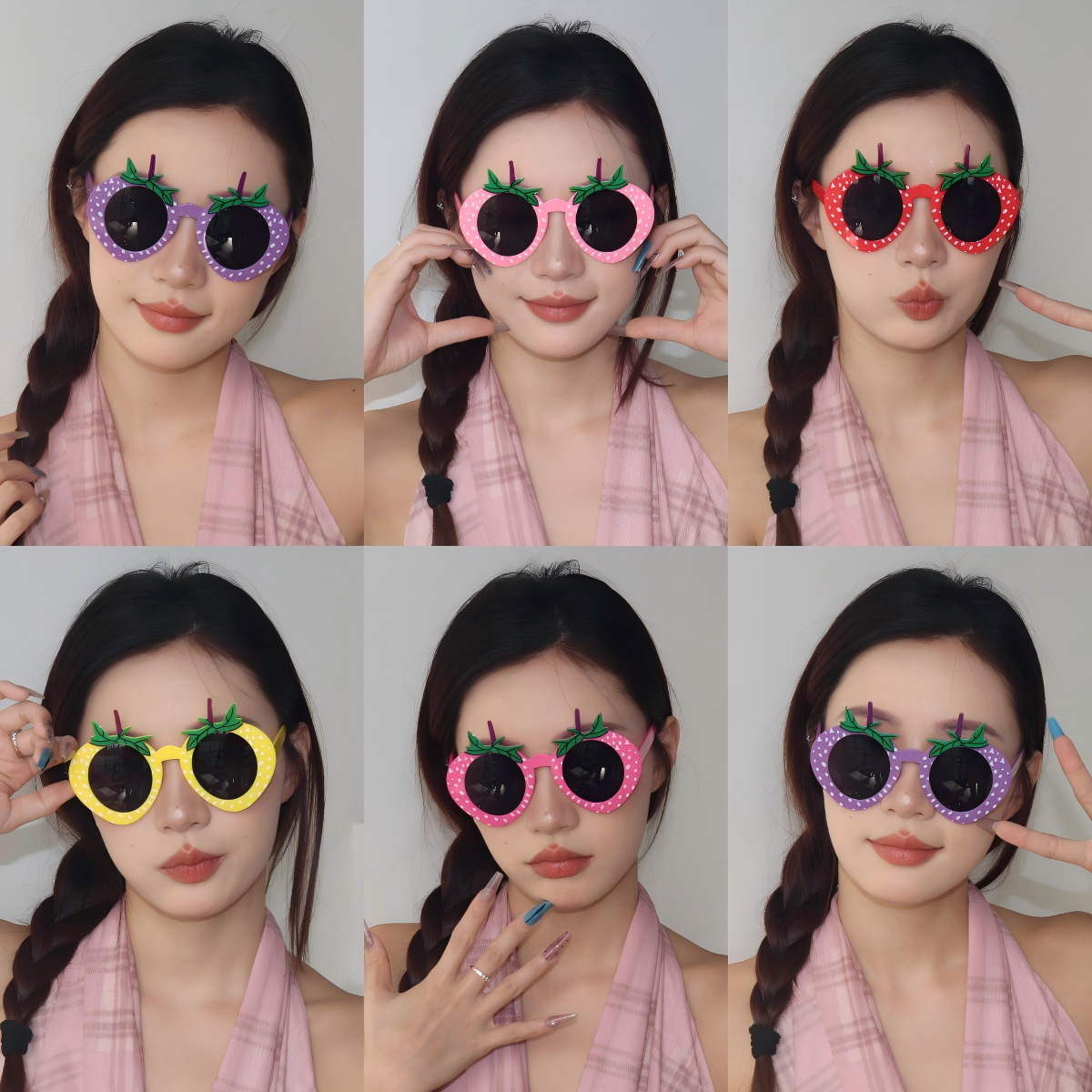 Gafas de Fiesta con Forma de Fresa de ABS para Fiestas de Verano y Fotografía