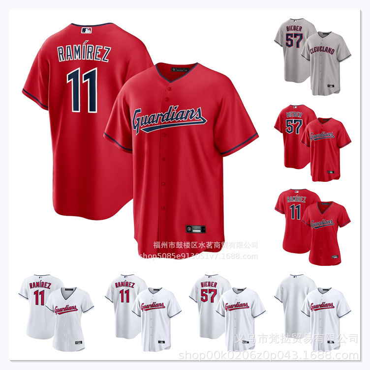 Mlb Guardians Team Ramirez # No. 11 Red and White Competition Embroidered Baseball Uniforms Wholesale Mlb Guardians Team Ramirez # No. 11 Red and White Competition Embroidered Baseball Uniforms Wholesale