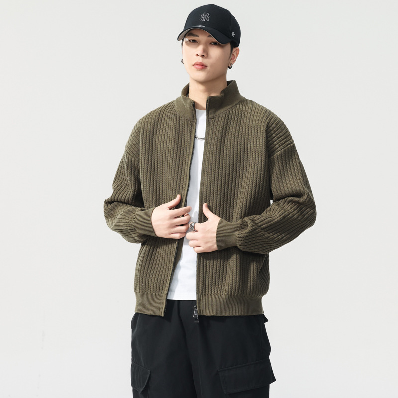 Cardigan Knitwear Men's Autumn and Winter Retro Loose Lazy Style Knitwear Outer Wear Men's Zipper Knitwear Jacket