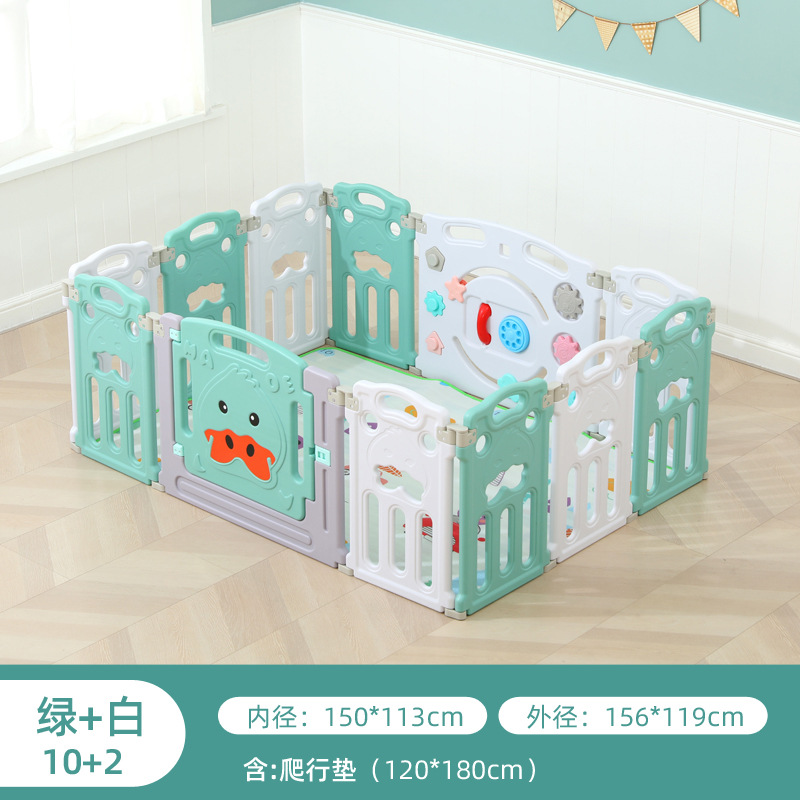 Green and white 10+2+ crawling mat
