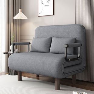 Iron sofa dual -useable foldable sofa bed small apartment living room multifunctional balcony study single and double telescopic bed