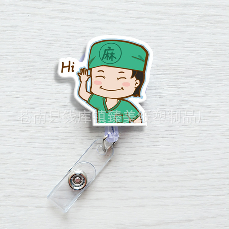 Nueva linda moda coreana de dibujos animados hebilla fácil de tirar tarjeta de trabajo clip de insignia certificado hebilla telescópica clip de insignia al por mayor