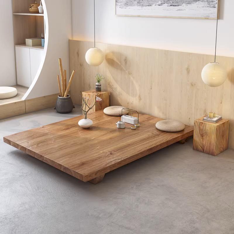 日式全实木榻榻米矮床主卧现代简约落地木头板原木极简地台床