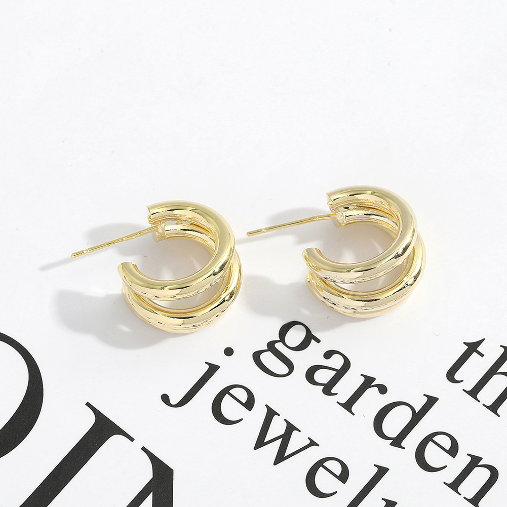 Retro C-shaped Multi-layer Earrings display picture 10
