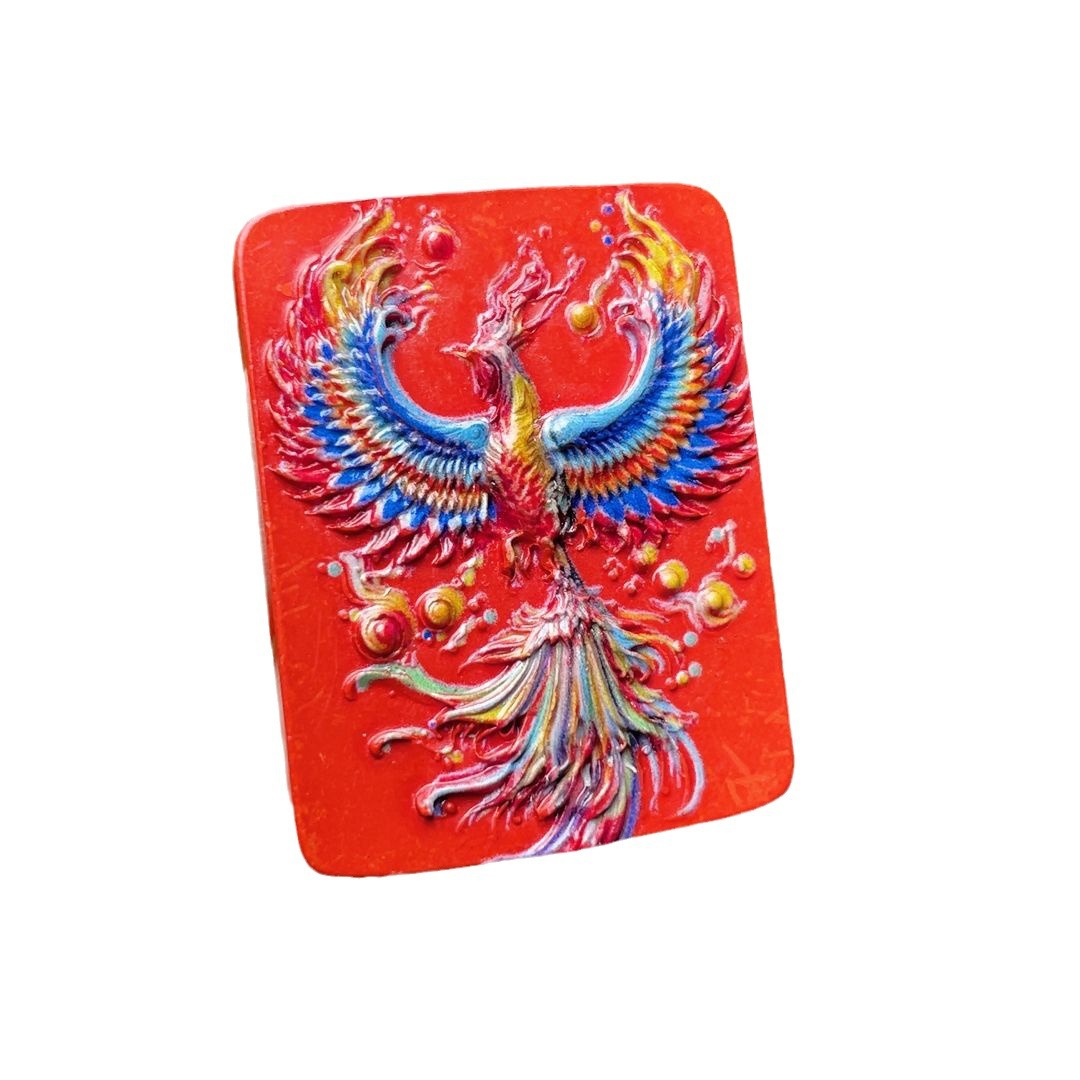 CINNABAR PAINTED PHOENIX PENDANT RED SAND PHOENIX YU FEI XIANGYUN 펜던트 브닝 니언 목걸이 스퀘어 브랜드