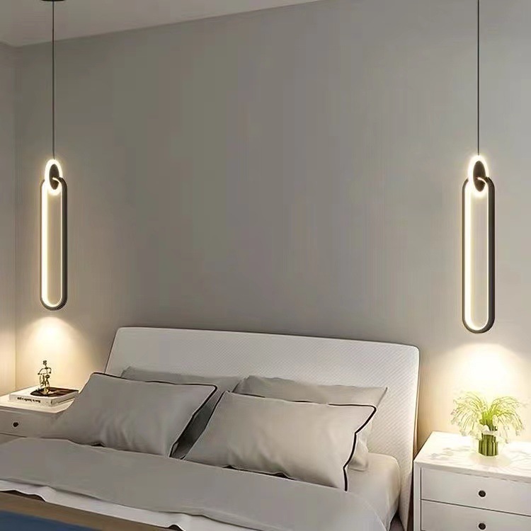 卧室床头轻奢现代北欧艺术圆形极简个性创意浪漫长吊线灯高级感